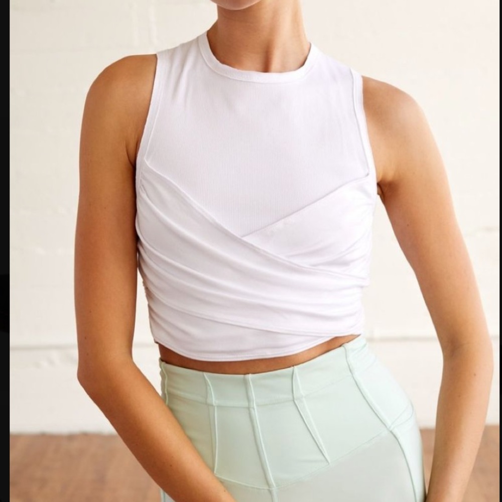 Free People FP Movement Just My Type Cropped Racerback Tank Top Sports Bra white